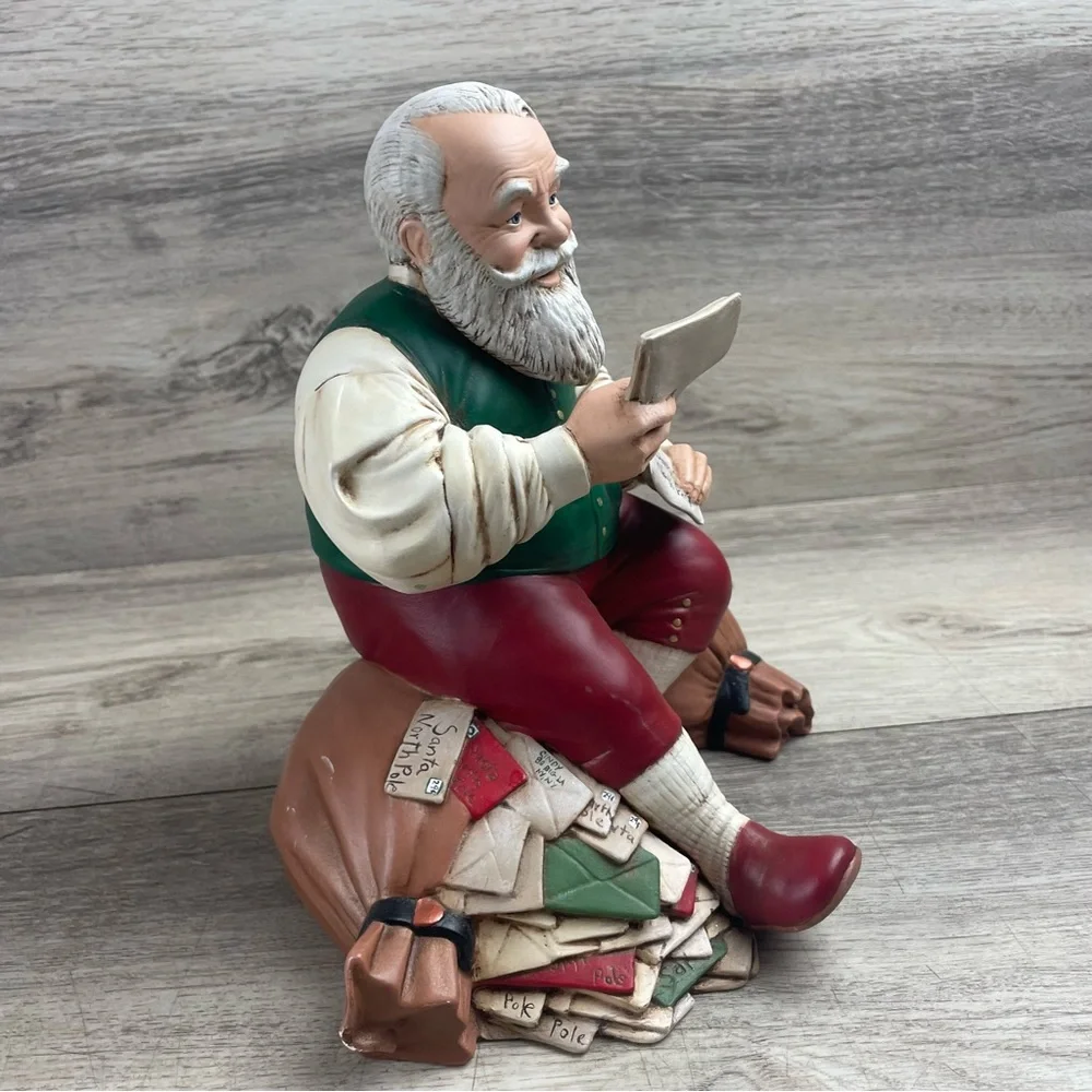 Vintage Ceramic Figure Santa Claus Reading Letter 9” Christmas Decor